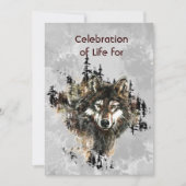 Gedenkfeier-Einladung Wolf Wölfe Tierkunst Einladung (Vorderseite)