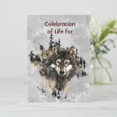Gedenkfeier-Einladung Wolf Wölfe Tierkunst Einladung (Stehend Vorderseite)