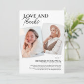 Gedenkfeier Elegantes Foto Dankeschön Karte (Stehend Vorderseite)