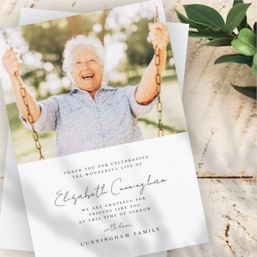 Gedenkfeier Elegantes Foto Dankeskarte