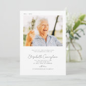 Gedenkfeier Elegantes Foto Dankeskarte (Stehend Vorderseite)