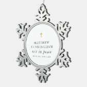 Gedenkfeier Erholung in Frieden Modernes, einfache Schneeflocken Zinn-Ornament (Rechts)