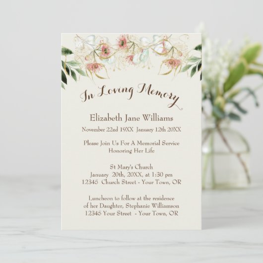 Gedenkfeier | Eukalyptus Einladung (Stehend Vorderseite)