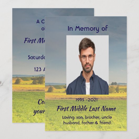 Gedenkfeier Farm Crop Prairie Save The Date (Vorne/Hinten)