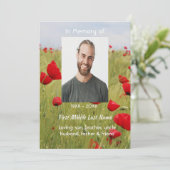 Gedenkfeier Feld Rote Mohnblume Einladung (Stehend Vorderseite)