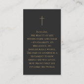 Gedenkfeier Foto Gebet Golden Eleganter Rahmen Visitenkarte (Rückseite)