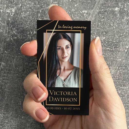 Gedenkfeier Foto Gebet Golden Eleganter Rahmen Visitenkarte