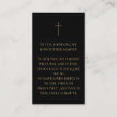 Gedenkfeier Foto Gebet Goldener Rahmen Visitenkarte (Rückseite)