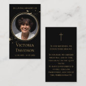 Gedenkfeier Foto Gebet Goldener Rahmen Visitenkarte (Vorne/Hinten)