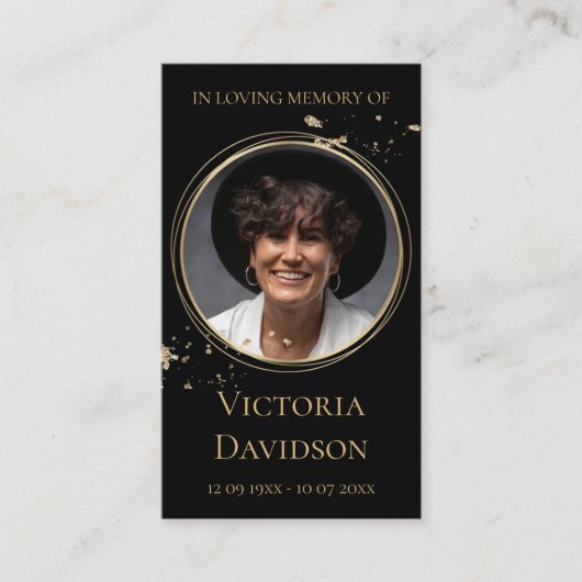 Gedenkfeier Foto Gebet Goldener Rahmen Visitenkarte (Vorderseite)