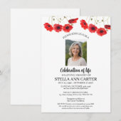 Gedenkfeier Foto Mohn Funeral Einladung (Vorne/Hinten)