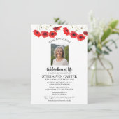 Gedenkfeier Foto Mohn Funeral Einladung (Stehend Vorderseite)