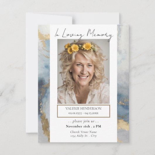 Gedenkfeier für Blau und Gold Foto Einladung (Vorderseite)