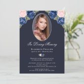 Gedenkfeier für Blaues Foto Beerdigung Einladung (Stehend Vorderseite)