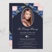 Gedenkfeier für Blaues Foto Beerdigung Einladung (Vorne/Hinten)