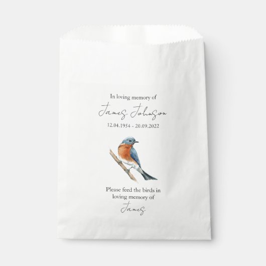 Gedenkfeier für Blauvögel Geschenktütchen (Vorderseite)