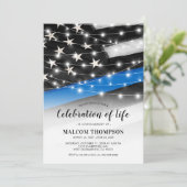 Gedenkfeier für das Leben in blauer Linie Einladung (Stehend Vorderseite)