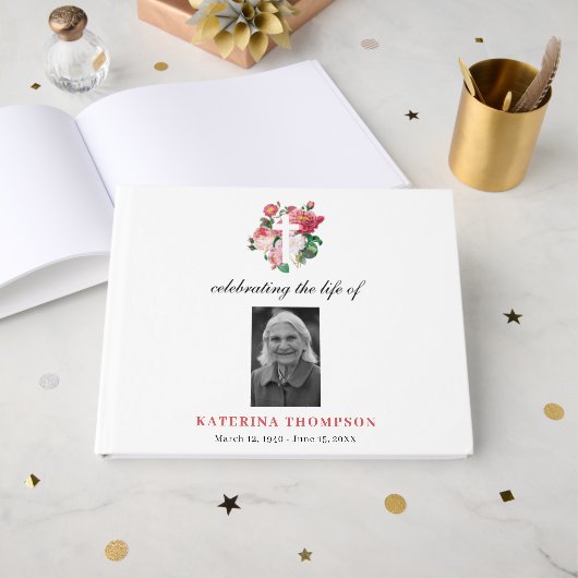 Gedenkfeier für das Leben von Foto Beerdigung Blum Gästebuch (Vorderseite Offen)