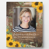 Gedenkfeier für das rustikale Sonnenblumen-Foto Fotoplatte (Vorderseite)