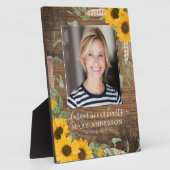 Gedenkfeier für das rustikale Sonnenblumen-Foto Fotoplatte (Seite)