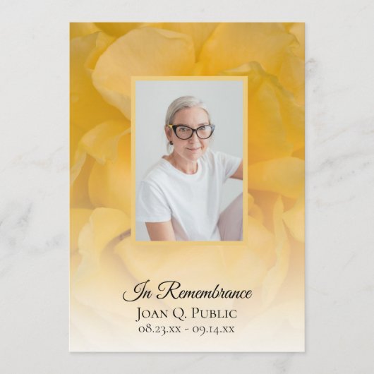 Gedenkfeier für die Gelbe Rose Blume Programm (Vorderseite)