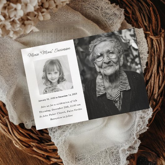 Gedenkfeier für die Lebensfotokarte Einladung