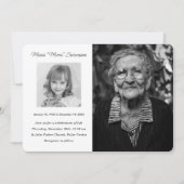 Gedenkfeier für die Lebensfotokarte Einladung (Vorderseite)