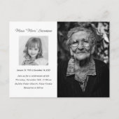 Gedenkfeier für die Lebensfotokarte Postkarte (Vorderseite)