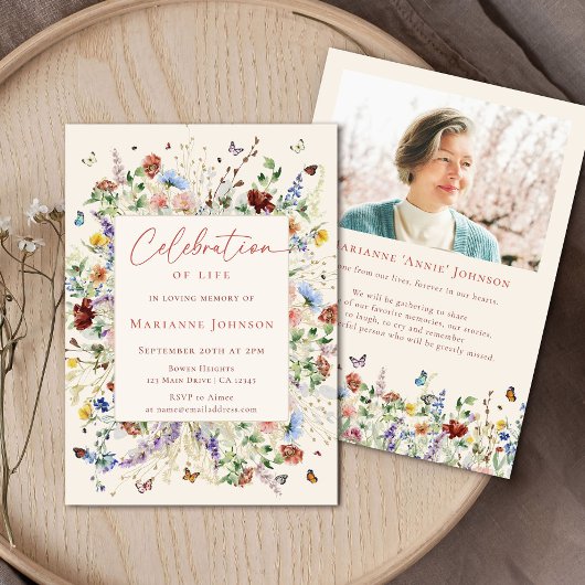 Gedenkfeier für die moderne Wildblume Einladung