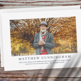 Gedenkfeier für ihn | Elegantes modernes Foto Dankeskarte