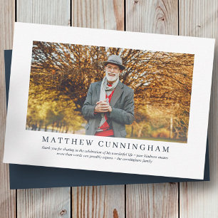 Gedenkfeier für ihn Elegantes modernes Foto Dankeskarte