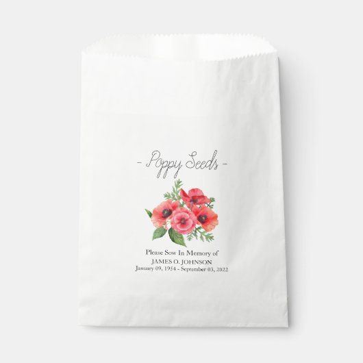 Gedenkfeier für Mohnsamen Geschenktütchen (Vorderseite)