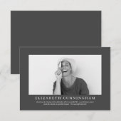 Gedenkfeier für sie| Elegantes modernes Foto Dankeskarte (Vorne/Hinten)