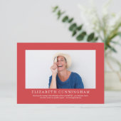 Gedenkfeier für sie | Elegantes modernes Foto Dankeskarte (Stehend Vorderseite)