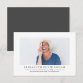 Gedenkfeier für sie| Elegantes modernes Foto Dankeskarte (Vorne/Hinten)