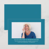 Gedenkfeier für sie| Elegantes modernes Foto Dankeskarte (Vorne/Hinten)