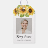 Gedenkfeier für Sonnenblumenkerne Geschenkanhänger (Rückseite)