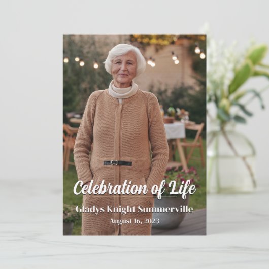 Gedenkfeier | Golden Glow QR Code Einladung (Stehend Vorderseite)