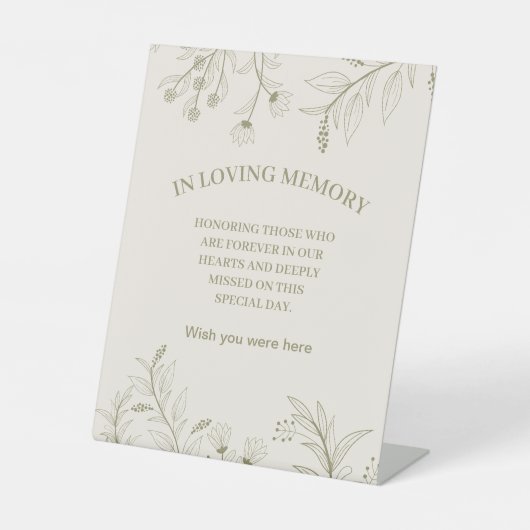 Gedenkfeier "In Loving Memory" mit eleganter Blume Sockelschild (Vorderseite)