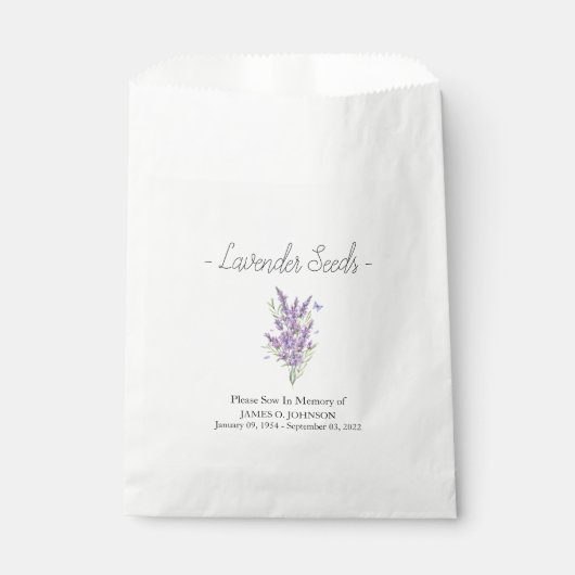 Gedenkfeier Lavender Seed Beerdigung Geschenktütchen (Vorderseite)