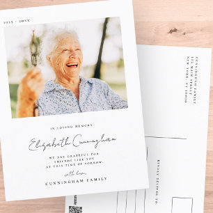 Gedenkfeier Liebevolles Gedenken Elegantes Einfach Postkarte