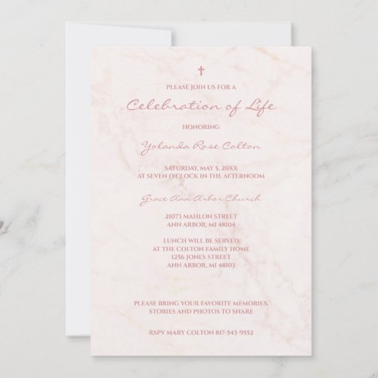 Gedenkfeier Lob eines Kranzes in Rosa (Rückseite)