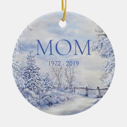 Gedenkfeier Mama Winterwald Weihnachtsfeiertag Keramik Ornament (Vorne)