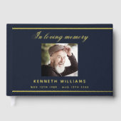 Gedenkfeier mit blauem Gold-Foto Gästebuch (Vorderseite)