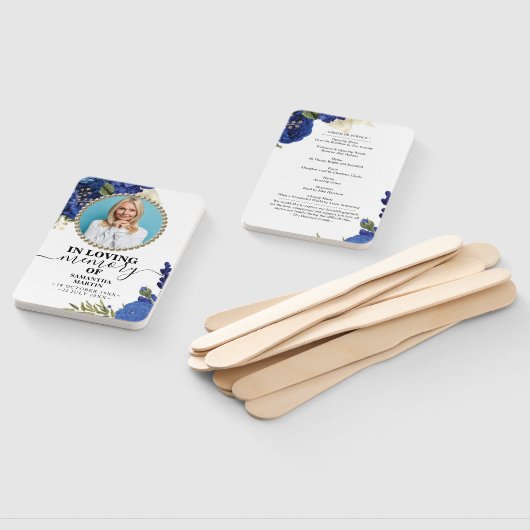 Gedenkfeier mit Blauer Blütenblume Fächer (Non-assembled)