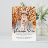 Gedenkfeier Modernes, benutzerdefiniertes Foto Dankeskarte (Stehend Vorderseite)