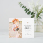 Gedenkfeier Modernes, einfaches Chic-Gold-Kreuz Dankeskarte (Stehend Vorderseite)