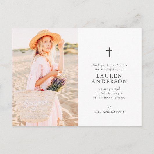 Gedenkfeier Modernes, einfaches Chic-Gold-Kreuz Postkarte (Vorderseite)