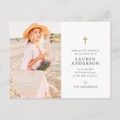 Gedenkfeier Modernes, einfaches Chic-Gold-Kreuz Postkarte (Vorderseite)