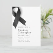 Gedenkfeier Modernes, einfaches schwarzes Band Einladung (Stehend Vorderseite)